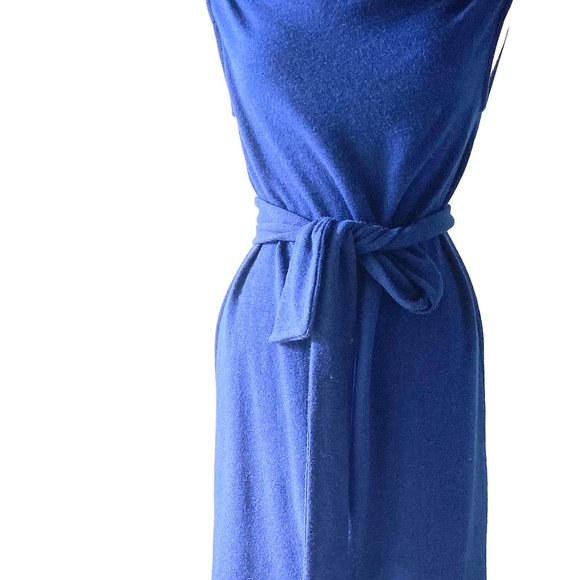 NWOT Blue Sleeveless Sweater Dress w/ Semiprecious Stone Embellishments - Picture 2 of 11